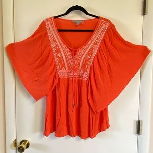 Orange embroidery Women Top